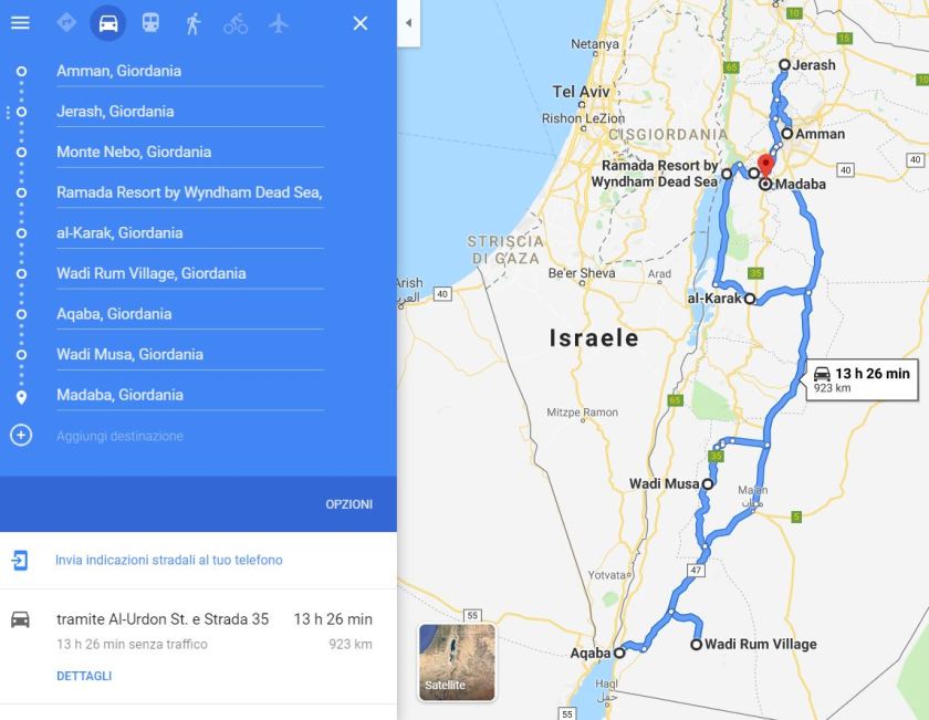 Percorso Giordania